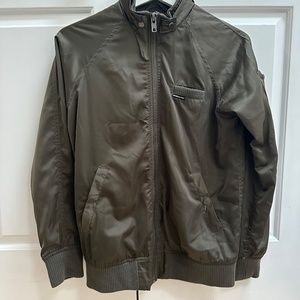 Members Only Women's Washed Satin Boyfriend Jacket  Size XS Olive